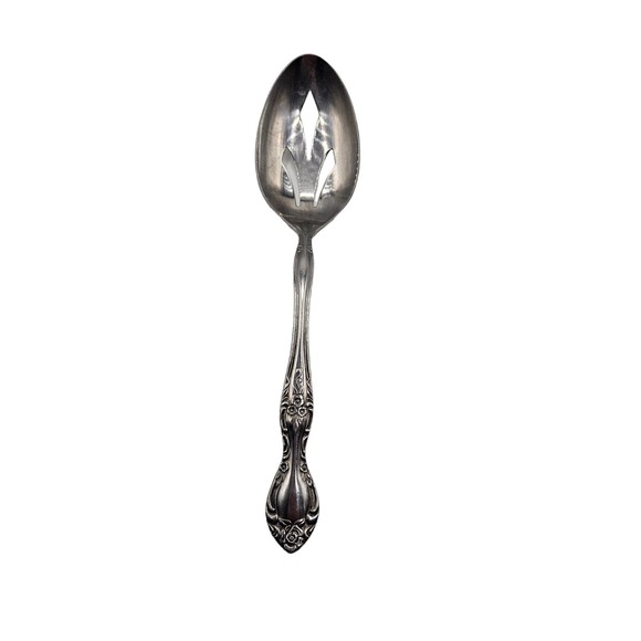 REED & BARTON Rebacraft Stainless Slotted‎ Serving Spoon Candace Andrea 8" - Picture 1 of 5